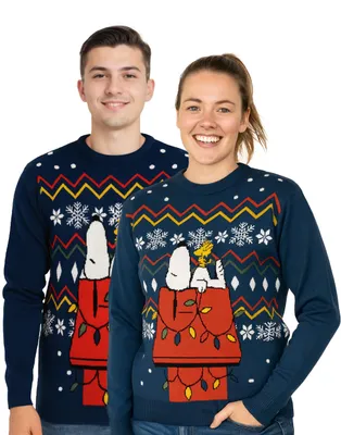 Produktbild von The Peanuts Snoopy Winterpullover für Damen - Winter Strick Pullover Sweatshirt Ugly Sweater Blau L