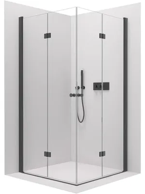 Obrázek produktu pro Sprchový kout Volpe Duo L/P - 6 mm - černá matná, transparentní sklo - 100x70x190 cm - zalamovací
