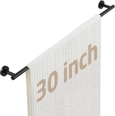 Image de Porte-serviettes de salle de bain en acier inoxydable, noir, longueur 76 cm