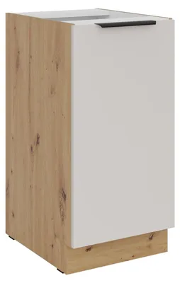 Produktbild von Küchen Unterschrank 40 cm Küche SOLANO Kaschmir beige matt + Eiche Artisan matt Küchenzeile Küchenblock Küche Einbauküche