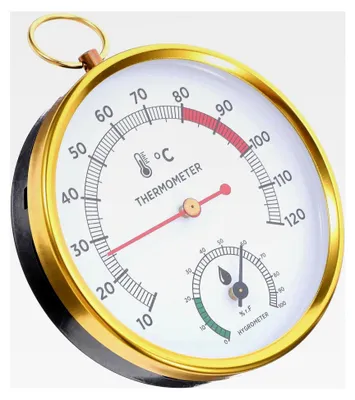 Produktbild von Sauna-Hygrometer und Thermometer mit großem Farbzifferblatt, hitzebeständig für Saunaraum und Dampfbad, mit Aufhängevorrichtung, präzises Temperatur- und Feuchtigkeitsmessgerät
