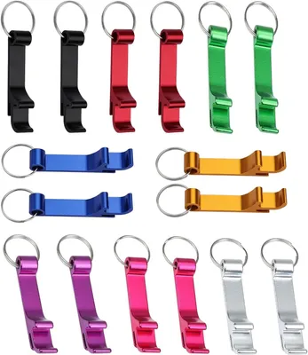 Imagen del producto de Abrebotellas para llavero, abrebotellas de bolsillo, mini abrebotellas portátiles - Juego de 16 unidades