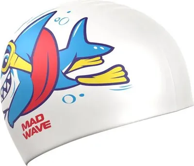 Image de Madwave Baby Shark Bonnet de natation junior Blanc Blanc One Size