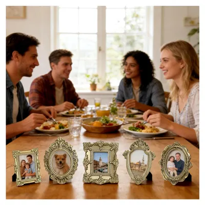 Produktbild von Antike Mini Bilderrahmen, 5 Stück Kleine Vintage Deko Elemente | Wanddekoration für Weihnachtsbilder und Bastelprojekte