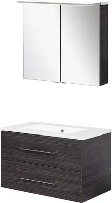 Produktbild von Fackelmann B.perfekt Badmöbel Set 3-teilig, 80 cm, Anthrazit, LED-Spiegelschrank