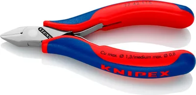 Produktbild von Knipex Elektronik-Seitenschneider spiegelpoliert mit 2-farbigen Griffen,spitzer Kopf S - 77 42 115 SB