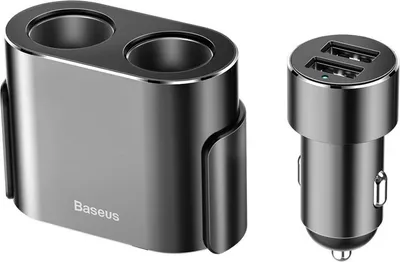 Zdjęcie produktu dla Baseus Rozdzielacz Rozgałęźnik Ładowarki Samochodowej 2X Usb 3.1A 17W + 2X Gniazdo Zapalniczki 80W Czarny (Crdyq-01)