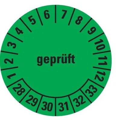Produktbild von Dreifke® Prüfplakette  28-33, grün, ökologische Folie, selbstklebend, ...