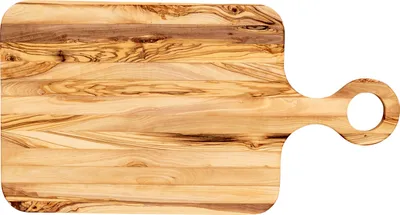 Produktbild von Schneidebrett 40x20cm Olivenholz Griff Holzbrett Servierplatte Natur Unikat Deko