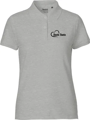 Produktbild von Huuraa Damen Polo Shirt Beste Tante Herz S Sport Grey Bio Baumwolle Fairtrade Poloshirt Geschenkidee