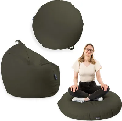Produktbild von Sitzsack mit füllung 2 in 1 Sitzkissen Bean Bag Outdoor Indoor Wasserfest | Khaki 125cm
