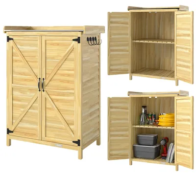 Obrázek produktu pro Venkovní kabina, robustní dřevěná konstrukce, pozinkovaná kovová střecha, přírodní dřevo, 715 x 39 x 95 cm