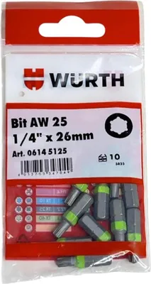Produktbild von 10x Würth AW25 Bit 1/4 Zoll x 26mm lang Bits AW 25 Antrieb Schrauben 06145125