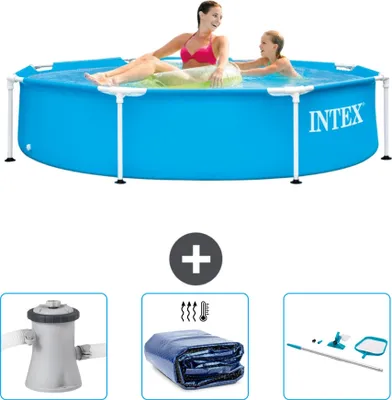 Immagine prodotto di Piscina Intex con struttura rotonda - 244 x 51 cm - blu - include pompa filtro per piscina - tenda - kit di pulizia
