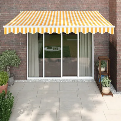Produktbild von Klassische Markise Einziehbar Gelb und Weiß 3,5x2,5 m Stoff und Aluminium Neu8292462 - Markisen