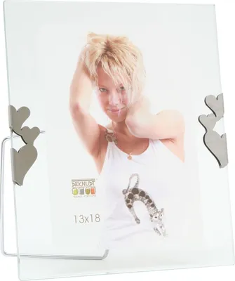 Produktbild von Deknudt S59ZE4 Glas Fotorahmen Herzen Silber 13x18 cm