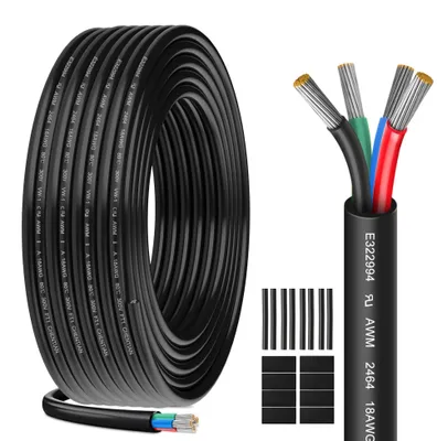 18AWG 4x0,82mm² Elektrokabel, 10 m, 4-adrig, 300V, verzinntes Kupfer
