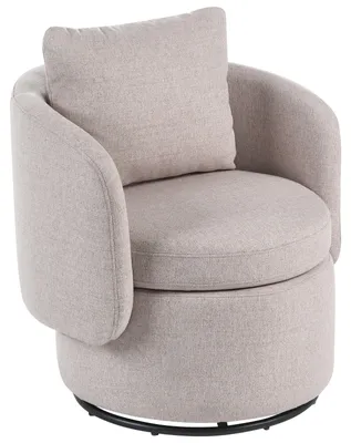 Produktbild von BELIANI Sessel Beige Stoff Gepolstert mit Drehfunktion Drehbar Stauraum Modernes Design Wohnzimmer Esszimmer Drehsessel Polstersessel Stoffsessel