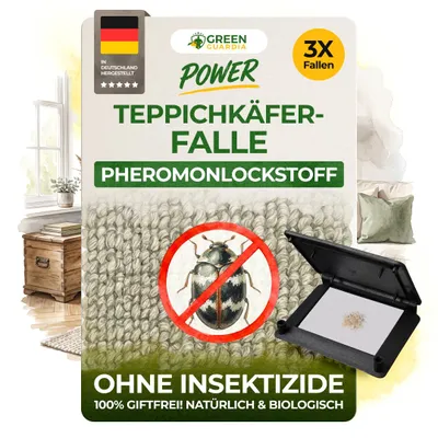 Produktbild von Teppichkäfer Falle mit Pheromonlockstoff, 3x Fallen, umweltfreundlich Teppichkäfer bekämpfen, Chemiefreie Teppichkäferfalle,die giftfrei Pheromonfalle
