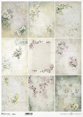 Immagine prodotto di ITD carta di riso per decoupage A3 - 907L fiori di frutta, nontiscordardime, viole del pensiero, mughetto, camomilla