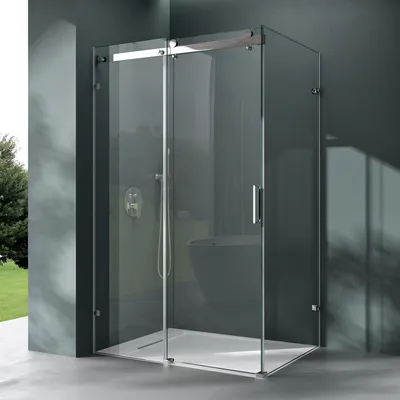 Produktbild von Mai & Mai Eckdusche 90x120cm Duschkabine Sicherheitsglas inkl. Duschtasse 8mm ESG beidseitige NANO-Beschichtung Schiebetür 4-Punkt Halterung Dusche R-17-2