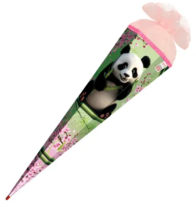 Produktbild von Schultüte / Zuckertüte / 85cm / eckig / mit Glitzerborte / "Panda"