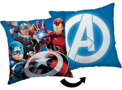 Imagen del producto de Almohada con diseño de los Vengadores (1 unidad). Cojín decorativo de alta calidad con impresión digital a doble cara