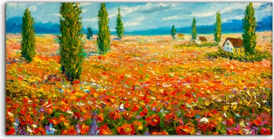 Produktbild von Coloray Acrylbild 140x70  Wandbild Acrylbilder Blumen wiese Claude Monet Malerei