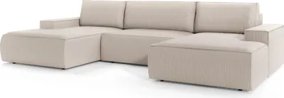 Obrázek produktu pro FURNLUX Rohová pohovka Fiord béžová a černá 358 cm / Hlavní barva: béžová / Rozměry: 358 x 85 x 167 cm