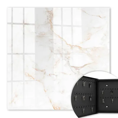 Produktbild von Metall Schlüsselkasten 30 x 30 cm - schwarzer Schlüsselschrank zur Wandmontage - wandhängende Schlüsselbox mit Tür - nach links öffnend - Schlüsselaufbewahrung für Flur - Büro - Arbeitszimmer - Werkstatt - Garage - Die Eleganz des Marmors