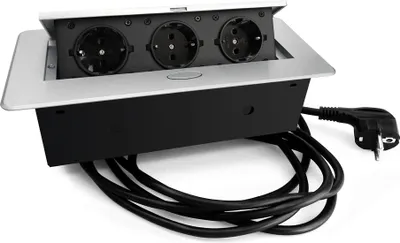Produktbild von DesignLight 3-fach Einbausteckdose KOMBI BOX Kabel 3 m, silber