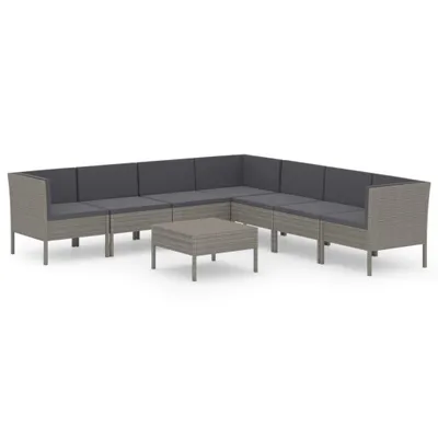 Obrázek produktu pro vidaXL 8dílná zahradní lounge souprava s polštáři Poly Rattan Grey
