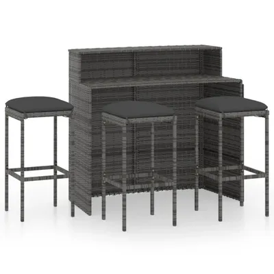 Produktbild von vidaXL 4-tlg. Gartenbar-Set mit Kissen Grau