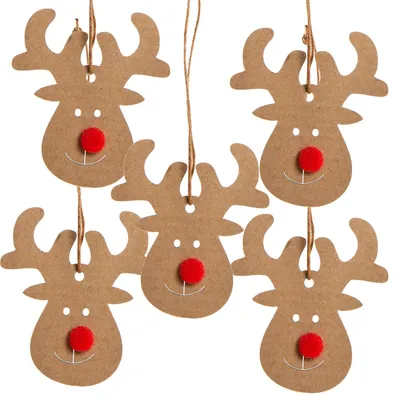 Produktbild von 5 Rentier Anhänger Rudolph Weihnachtsdekoration 7 cm