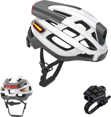 Zdjęcie produktu dla Inteligentny kask rowerowy, kask rowerowy dla mężczyzn i kobiet, z latarką czołową, światłem tylnym, alarmem awaryjnym SOS i bezprzewodowymi słuchawkami, 3,7 V, 1200 mAh, litowy