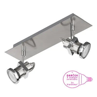 Productafbeelding van Spotlamp BORG, 2xGU10/2,3W/38LED, satijnnikkel/chroom, L: 320, H: 120, fitting: GU10 LED
