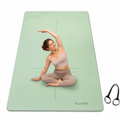 Produktbild von FUNLIFE Yogamatte Extra Breit 183 × 80 cm, 8 mm TPE Fitnessmatte rutschfest mit Tragegurt, Gymnastikmatte für Yoga, Pilates, Fitness & Workout , Mint