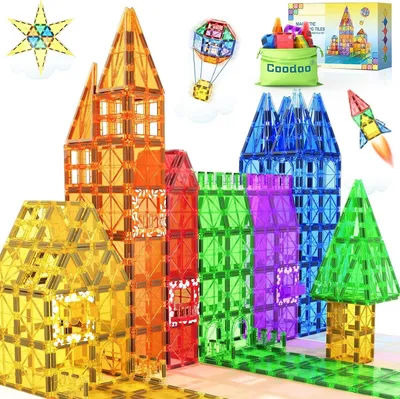 Produktbild von Magnetische Bausteine 36-teilig – Magnetfliesen für Kinder ab 3 Jahren – STEM/MINT Lernspielzeug – Sensorik Konstruktionsspielzeug für 2D- & 3D-Bauwerke – Sichere ABS-Magnetbausteine mit Tragetasche – Kreatives Bauset für Jungen & Mädchen