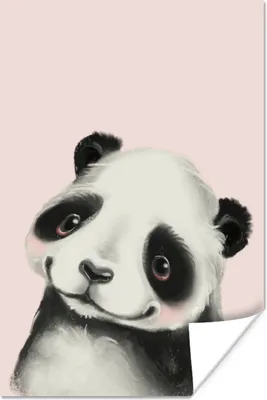 Produktbild von MuchoWow® Poster Panda - Kinder - Rosa 80x120 cm - Papierdruck
