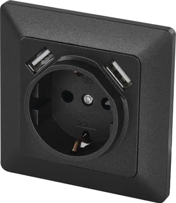 Steckdose mit USB 2,1A max. SCHUKO, anthrazit