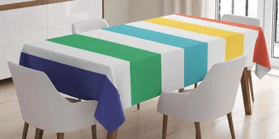 Obrázek produktu pro ABAKUHAUS Pruhovaný ubrus, duhové vodorovné pruhy, klasický námořní motiv, minimalistická ilustrace, 140 x 170 cm, vícebarevný