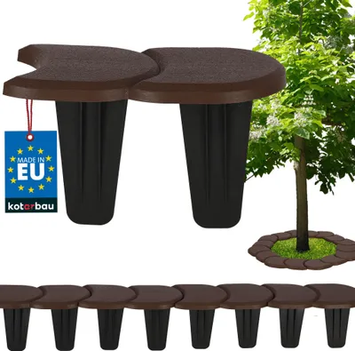 Obrázek produktu pro KOTARBAU® Okraj trávníku Ohraničení záhonu 3,8 m Ohraničení záhonu Kořenová bariéra Zahradní plot Palisády Plast Hnědá