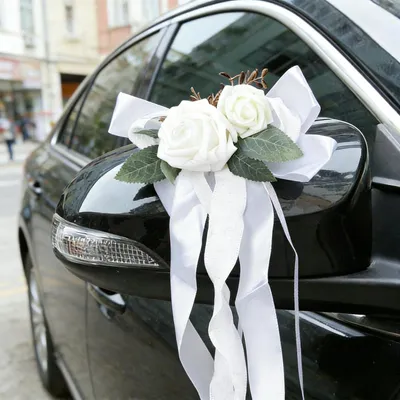 Produktbild von Set aus 4 dekorativen künstlichen Blumen für Hochzeitsauto