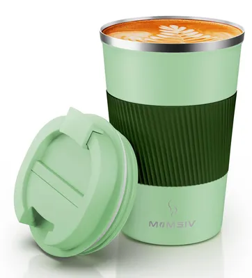 Produktbild von Thermobecher - Doppelwandig vakuumisoliert und auslaufsicher - Kaffee-to-go für unterwegs - 380 ml - Grün
