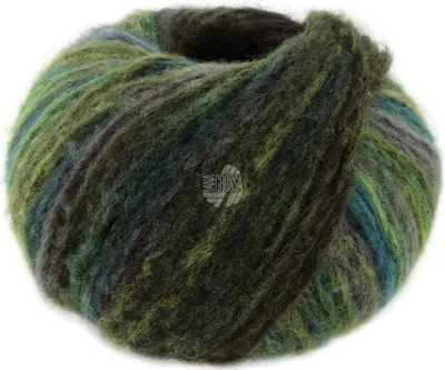 Produktbild von Lana Grossa PICASSO 50 g Schlauchbändchen mit Baby-Alpaka und Merino Fasern 210 m, Farbe:005 - Reseda-/Olivgrün/Helloliv/Petrol/Schlamm