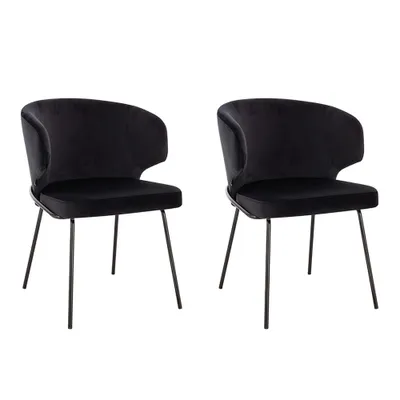 Produktbild von HOME DELUXE - Polsterstuhl AMARA- 2 Stück, Farbe: Samt Schwarz - weiche Polsterung, bis 120 kg belastbar I Küchenstuhl Speisestühle Esszimmerstühle