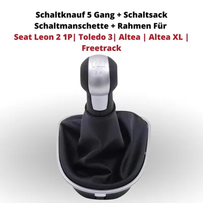 Immagine prodotto di Pomello del cambio a 5 marce + sacchetto di protezione + manicotto + telaio per Seat Leon 2 1P | Toledo 3 | Altea | Altea XL | Freetrack