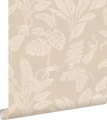 Obrázek produktu pro ESTAhome tapeta opice a listy džungle béžová 50 x 900 cm