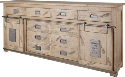 Image de MASSIVMOEBEL24 | Buffet 200x45 Manguier laqué blanchi RAILWAY #322