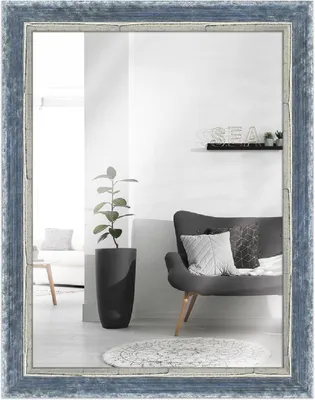 Produktbild von MendeFrames Wandspiegel H640 Shabby-Chic blau 50x100 cm